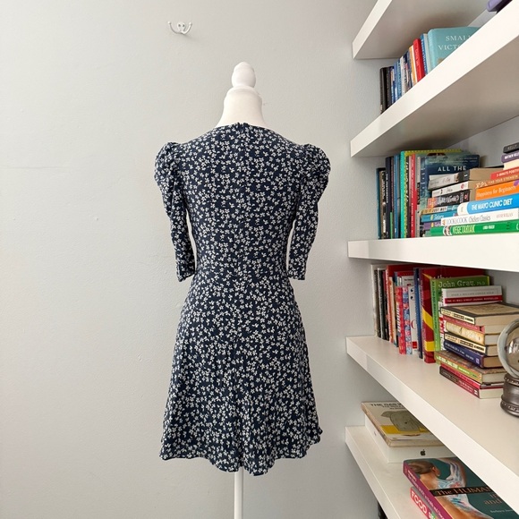 SALONI Colette Silk Navy Mini Dress Size US 2 - Picture 7 of 13